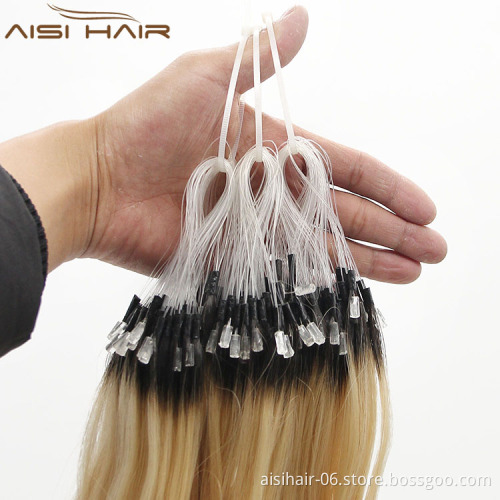 Aisi Hair 8A Grade Cheap Price Keratin Blonde 613 Malaysia Hair  Micro Loop Ring Human Hair Extension for Sale